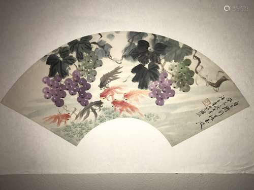 Chinese Fan Shaped Painting