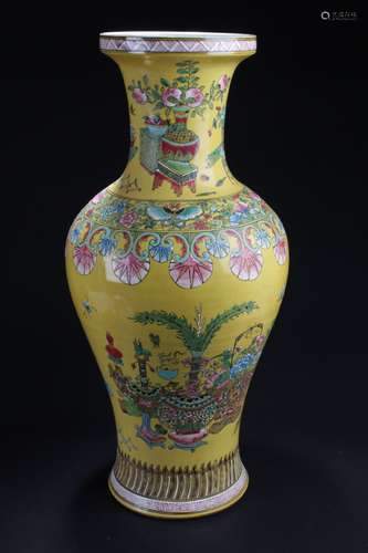 Chinese Famille Jaune Porcelain Vase