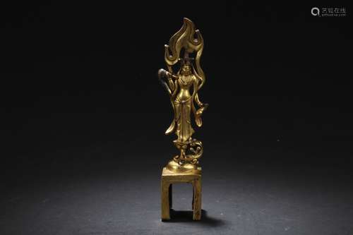 Chinese Gilt Bronze Bodhisattva Statue