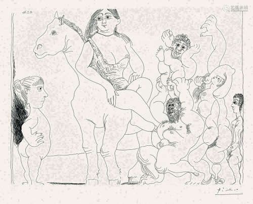 巴勃羅• 畢卡索（西班牙 1881-1973） 一个小女孩观察到的马戏团生活（156 系列）