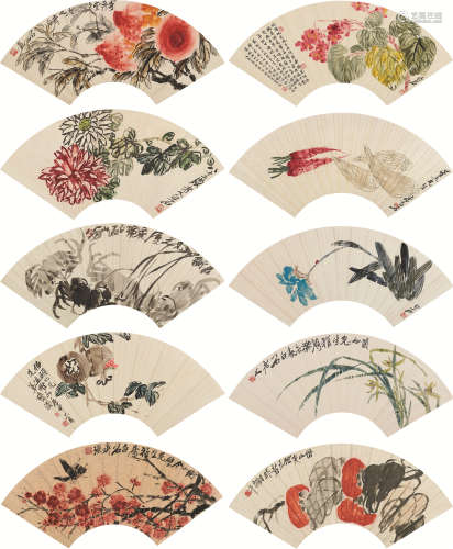 齐白石 1920年作 1943年作 1948年作 花卉集锦 （十帧） 镜片 设色纸本
