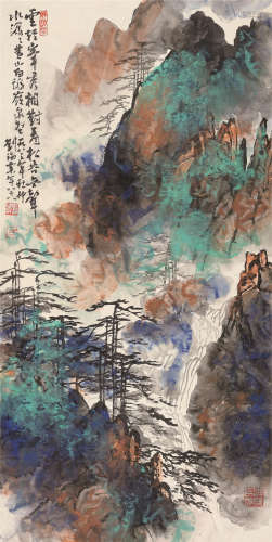 刘海粟 1983年作 云轻峰秀 立轴 设色纸本