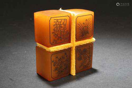 Group of Chinese Estate Four-season Soapstone Stamps