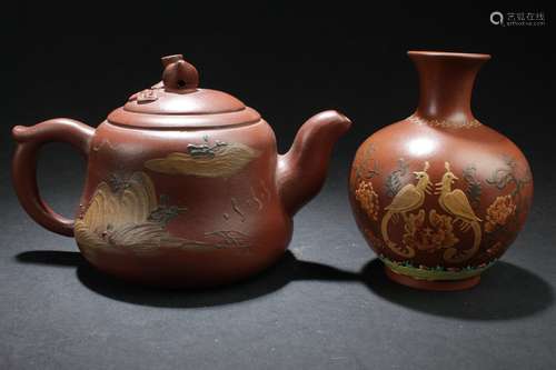 Two Chinese Estate Tea Pots