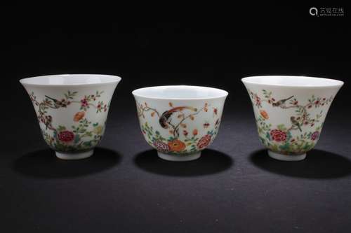 Group of Chinese Estate Porcelain Cups