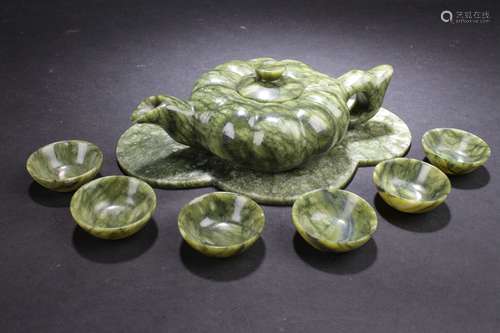 Group of Chinese Jade Tea Pot Set