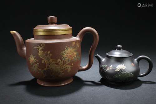 Two Chinese Estate Tea Pots