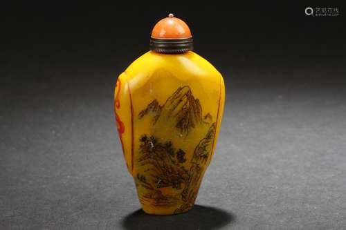 A Chinese Yellow Estate Landscape Snuff Bottle