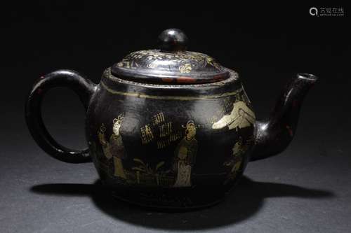 An Estate Chinese Story-telling Tea Pot