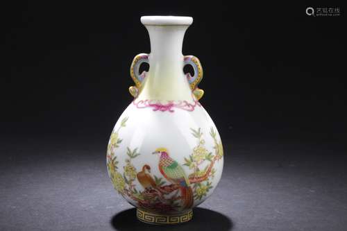 A Duo-handled Chinese White Porcelain Vase