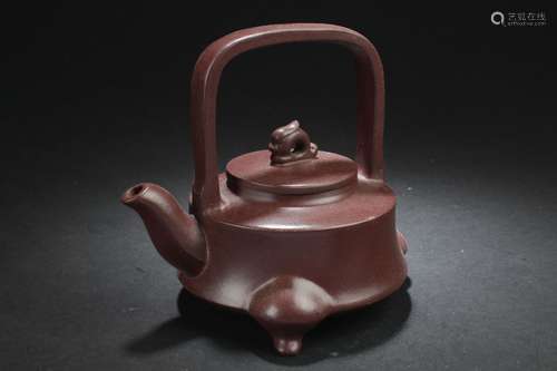 A Tri-podded Chinese Myth-beast Estate Tea Pot