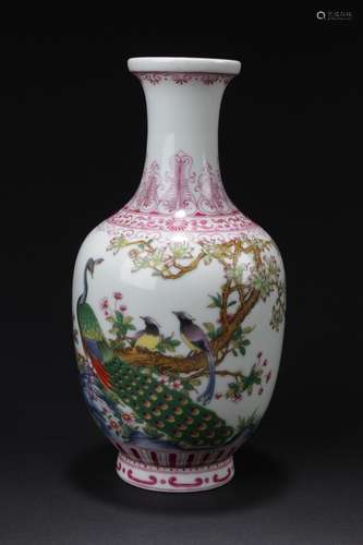 A Chinese Peacock-decorating Porcelain Vase