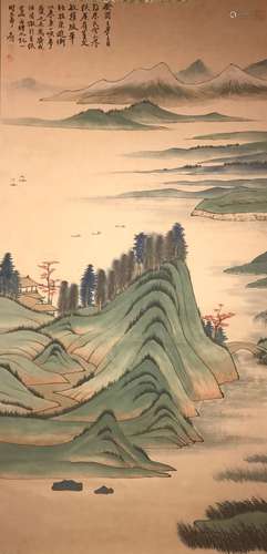 An Abstarct-mountainview Chinese Estate Painting Scroll