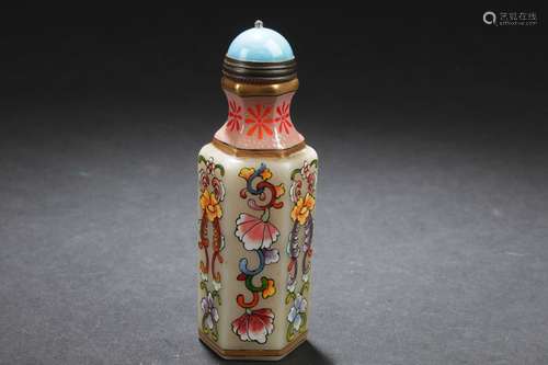 A Hexa-windowed Chinese Plant-filled Snuff Bottle