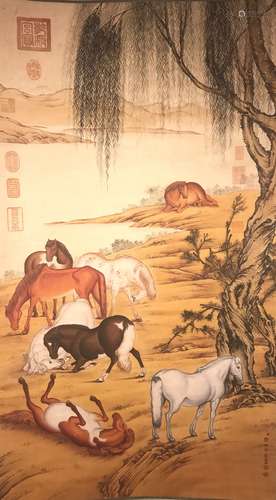 A Chinese Horse-portrait Painting Scroll