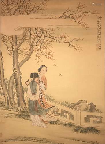 A Chinese Ladies-portrait Painting Scroll