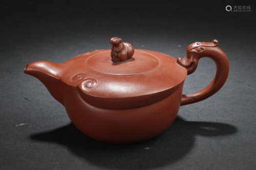 A Dragon-handled Chinese Flat-opening Tea Pot