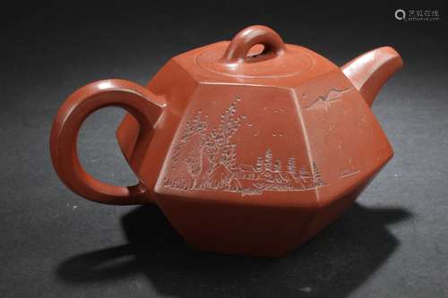 A Hexa-shape Word-decorating Chinese Estate Tea Pot