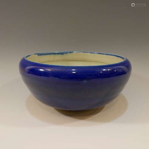 CHINESE ANTIQUE BLUE GLAZED PORCELAIN CENSER 19TH CENTURY