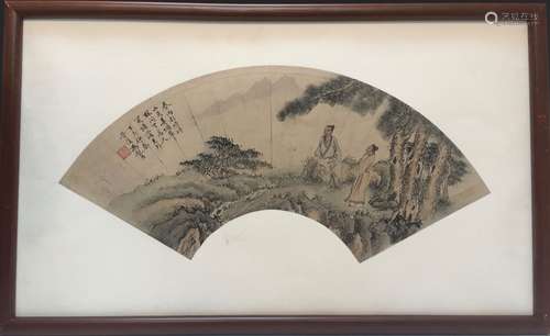 CHINESE ANTIQUE PRINT WITH FRAME.SIGNED BY FENG CHAORAN