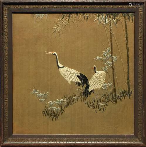 A FINE CHINESE ANTIQUE EMBROIDERED PANEL