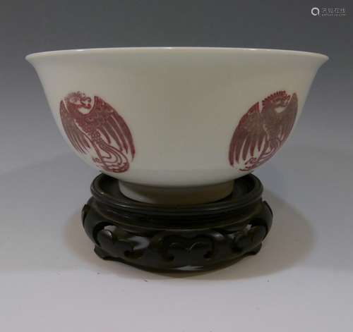 IMPERIAL CHINESE COPPER RED PHOENIX BOWL - QIANLONG MARK AND PERIOD