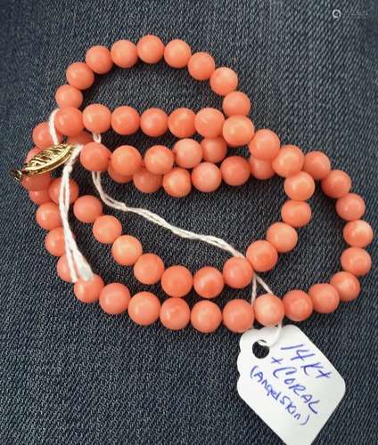 14K PINK CORAL NECKLACE