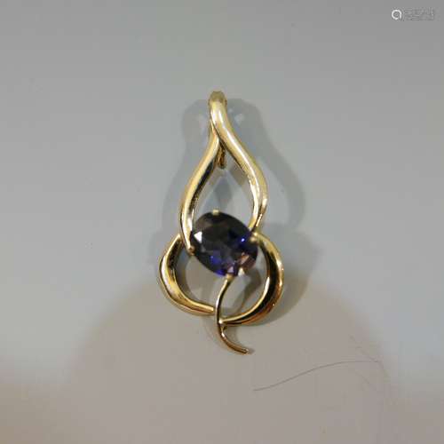 14K WHITE GOLD 2.5 CARAT TANZANITE PENDANT