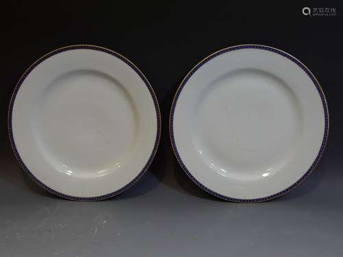 PAIR ANTIQUE CHINESE FEDERAL PATTERN PORCELAIN PLATE 18TH CENTURY