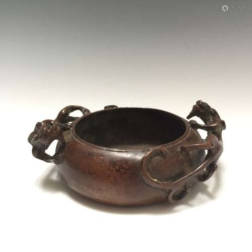 CHINESE ANTIQUE BRONZE CENSER. MARKED