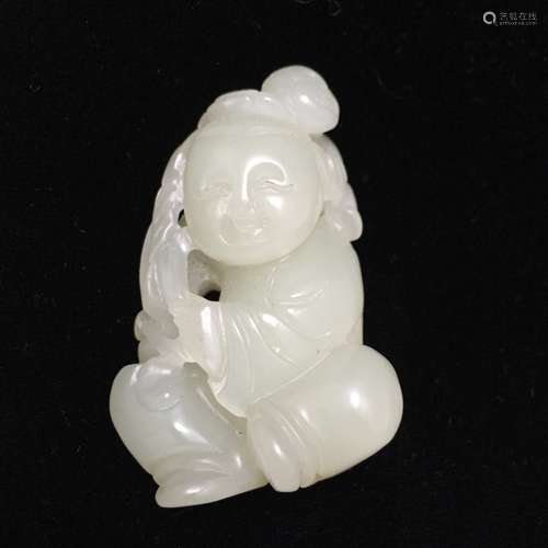 CHINESE ANTIQUE JADE FIGURE OF BOY.