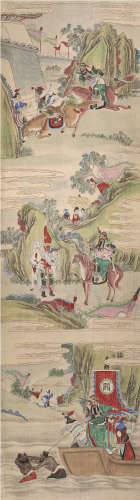 佚名 三国人物故事 立轴 设色绢本