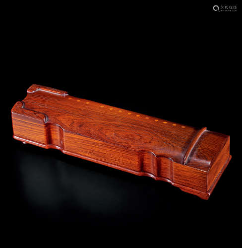 民国 红木琴形文具盒