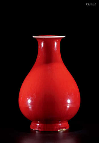 清早期 祭红釉玉壶春瓶