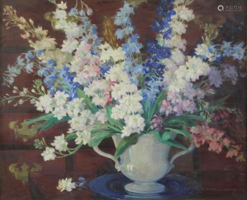 BAYLOR, Edna Ellis. Oil on Canvas Floral Still