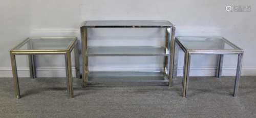 Midcentury Brass and Chrome Table Lot.