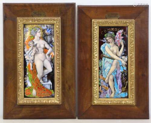 DE COURCY, Alexandre. Pair of Enamel Plaques.