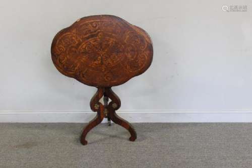Antique Continental Marquetary Inlaid and Bronze