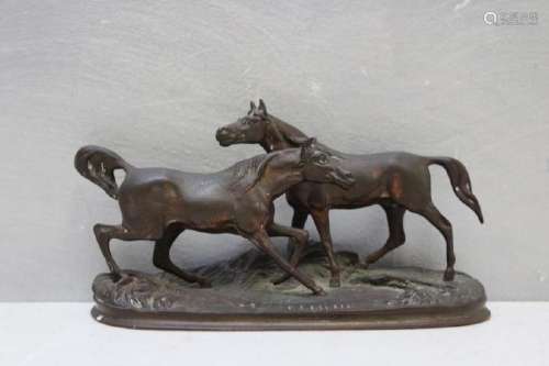MENE.P.J. Rare Miniature Cabinet Bronze of Horses.