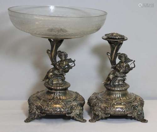 SILVER. Pair of Antique Austrian Silver Epergnes.