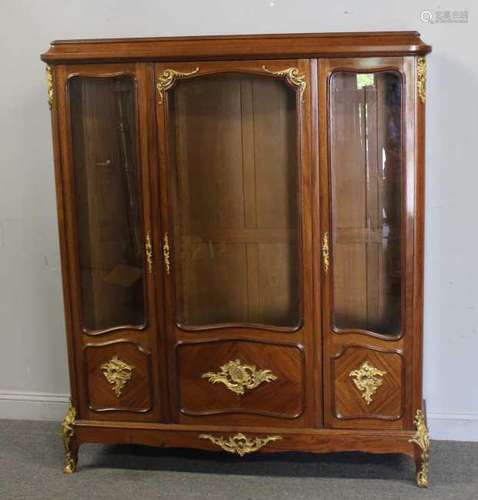 Louis XV Style Bronze Mounted 3 Door Vitrine .