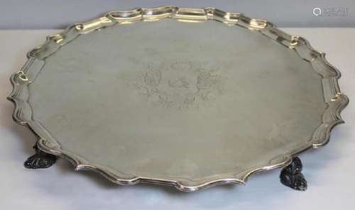 SILVER. Early 18th Century English Silver Salver.