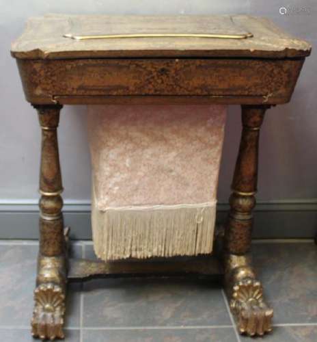 Antique Chinoiserie Decorated Sewing Stand .