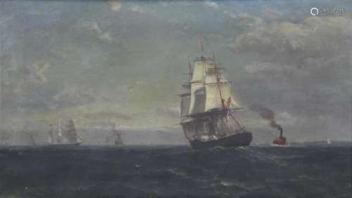 DEAN, Walter. Oil on Canvas. American Ship at Sea.