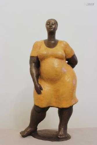 OKONKWO, Nnamdi. Patinated Bronze Sculpture.