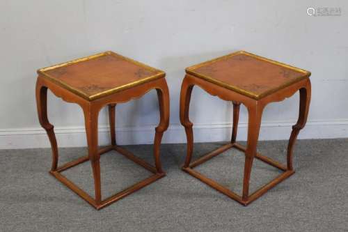 Asian Decorator Lacquered and Gilt Side Tables.