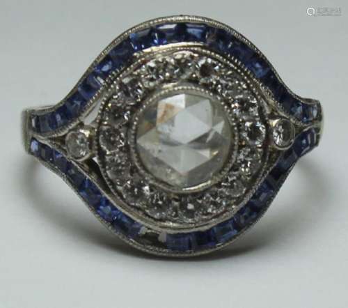 JEWELRY. Art Deco Diamond, Sapphire, and Platinum
