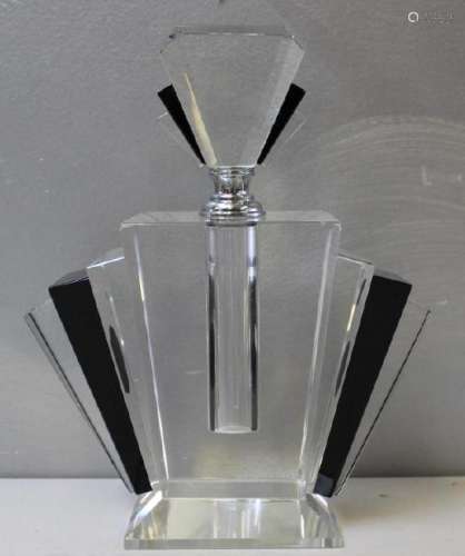 Large Art Deco Color To Clear Perfume Bottle.