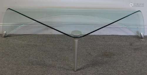 Signed Modernist Sculpted Glass Coffee Table.