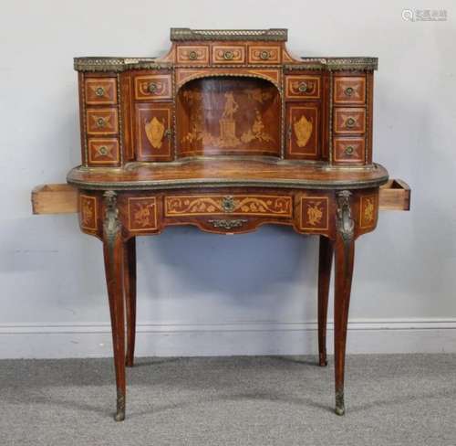 19 Century Continental Marquetry Inlaid Carlton